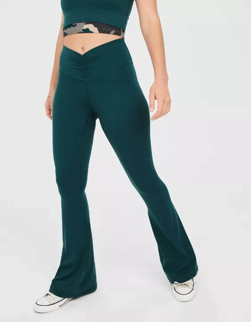OFFLINE By Aerie Leggings Real Me High Waisted Flare Green Size Medium